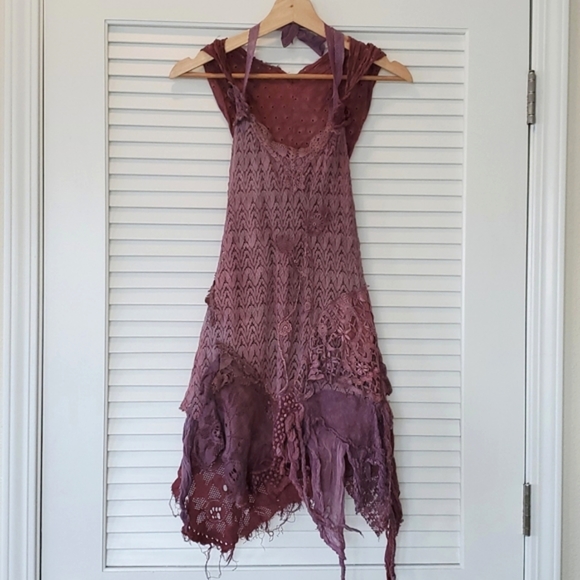 Handmade Purple Lavender + Lace Faerie Dress With Hood Small Medium - Picture 1 of 3